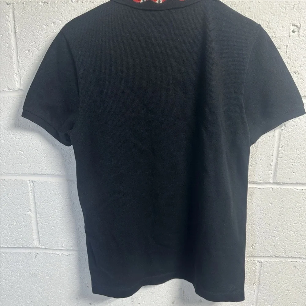 Gucci Kingsnake Golden Bee Black Polo with Embroidered Collar